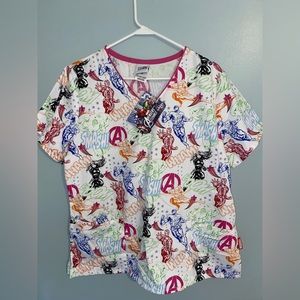 Scrubs Scrub Top Cartoon Avengers Superhero Comic book Large